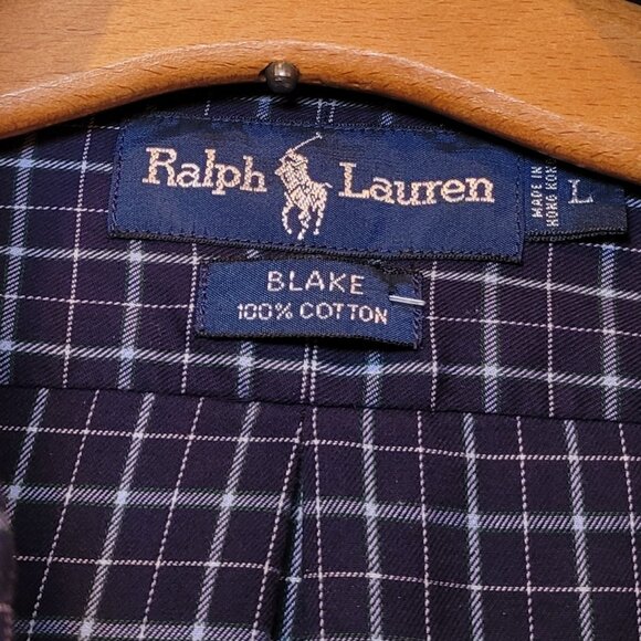 Vintage 90s Ralph Lauren Navy Blake Oxford Button Down, Large - Picture 6 of 8